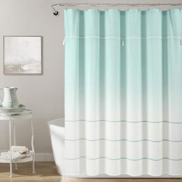 Lush Decor 72 In X Ombre, Embroidered Shower Curtain With Tassels