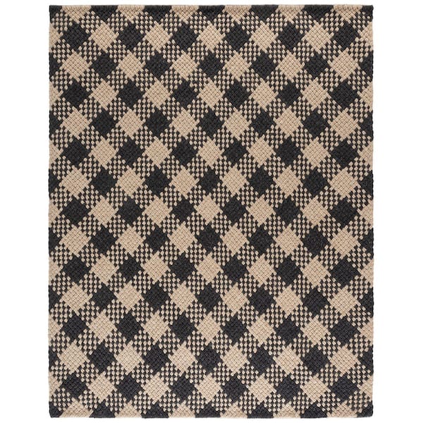 Natural Fiber Couture 9 ft. x 12 ft. Black/Beige Check Area Rug