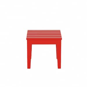Shoreside Red Square HDPE Plastic 18 in. Modern Outdoor Side Table