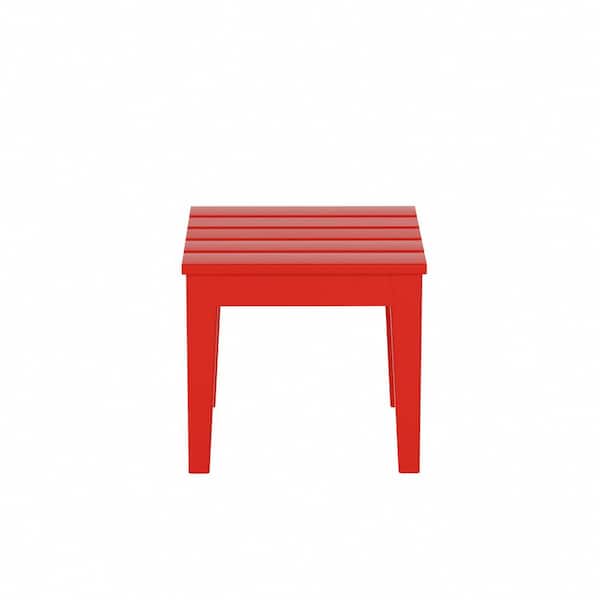 Shoreside Red Square HDPE Plastic 18 in. Modern Outdoor Side Table