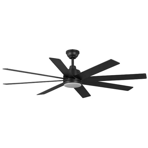 Parkman 62 in. Indoor/Covered Outdoor Matte Black White Color Changing LED Ceiling Fan with Remote Control Included