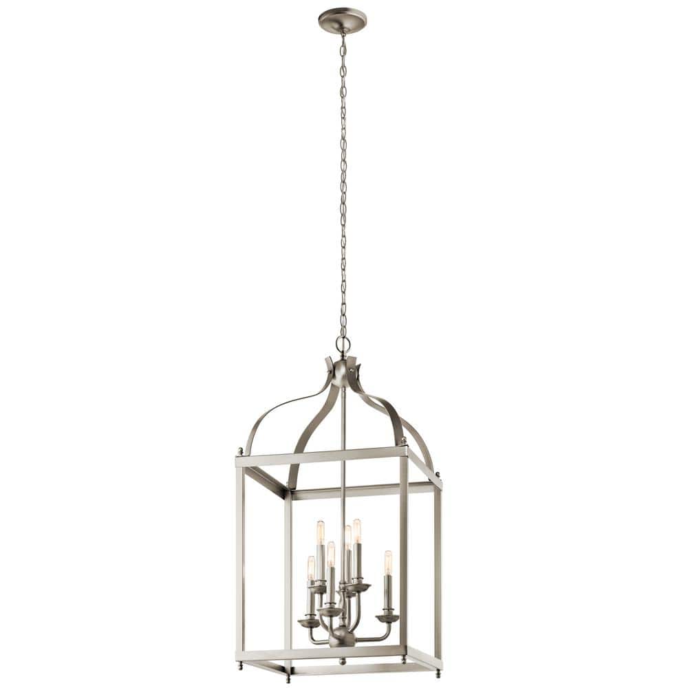 Kichler Larkin 8-Light Brushed Nickel Transitional Lantern Large Hanging Pendant Light