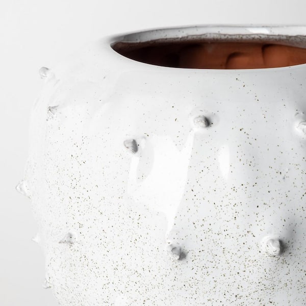 Julian Small Glossy White Ceramic Spoked Vase