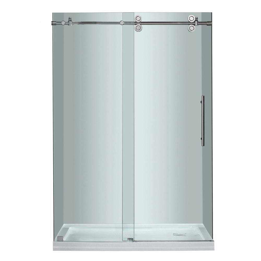 Langham 48'' x 77.5'' Frameless Clear Tempered Glass Sliding Shower Door