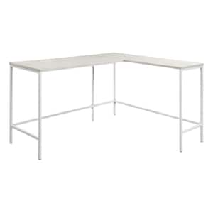 Contempo L-shaped 56 in. x 48 in. Desk in White Oak with White Metal Finish Frame (Set of 1)
