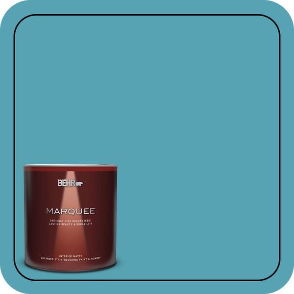 BEHR MARQUEE 1 qt. #M470-5 Explorer Blue One-Coat Hide Matte Interior Paint & Primer