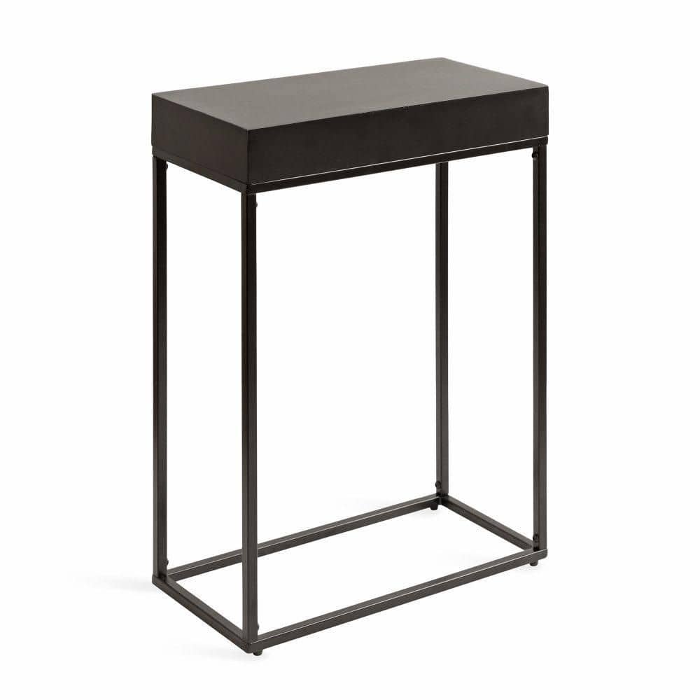 Karlsen 16 in. Black Rectangle Solid Wood End Table