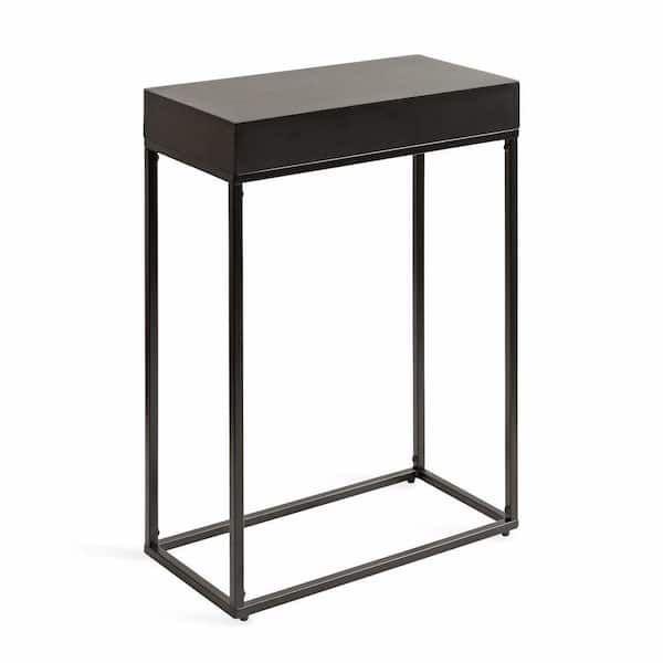 Kate and Laurel Karlsen 16 in. Black Rectangle Solid Wood End Table