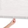 Pre-Cut 27 in. W x 64 in. L Cordless Light Filtering White Vinyl Mini Blind with 1 in. Slats