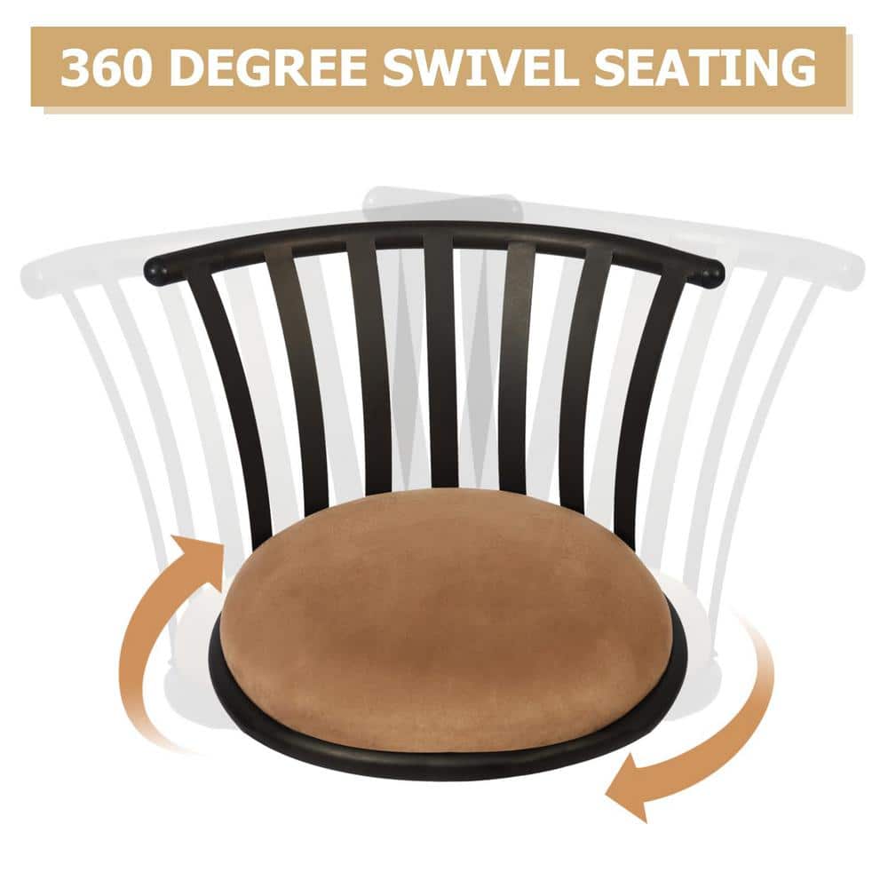 FurnitureR Brown Velvet 24'' Swivel Adjustable Counter Stool