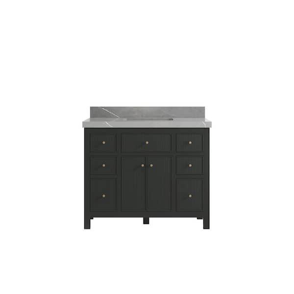 Willow Collections Sonoma 42 in. W x 22 in. D x 36 in. H Single Sink Bath Vanity in Black Top with 2" Piatra Quartz Top