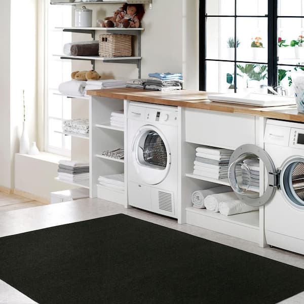 TrafficMaster Black 8 ft. x 10 ft. Wide Wale Coal Area Rug