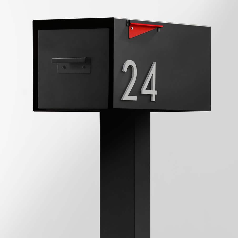 Malone Black Steel Lockable Post-Mounted Mailbox