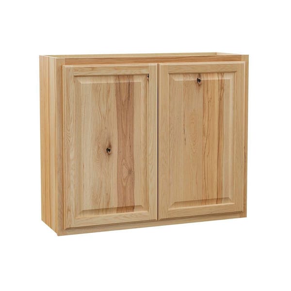 Hampton 36 in. W x 12 in. D x 30 in. H Assembled Wall Kitchen Cabinet in Natural Hickory