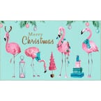 Merry Flamingos Light Blue 2 ft. x 3 ft. 4 in. Holiday Area Rug