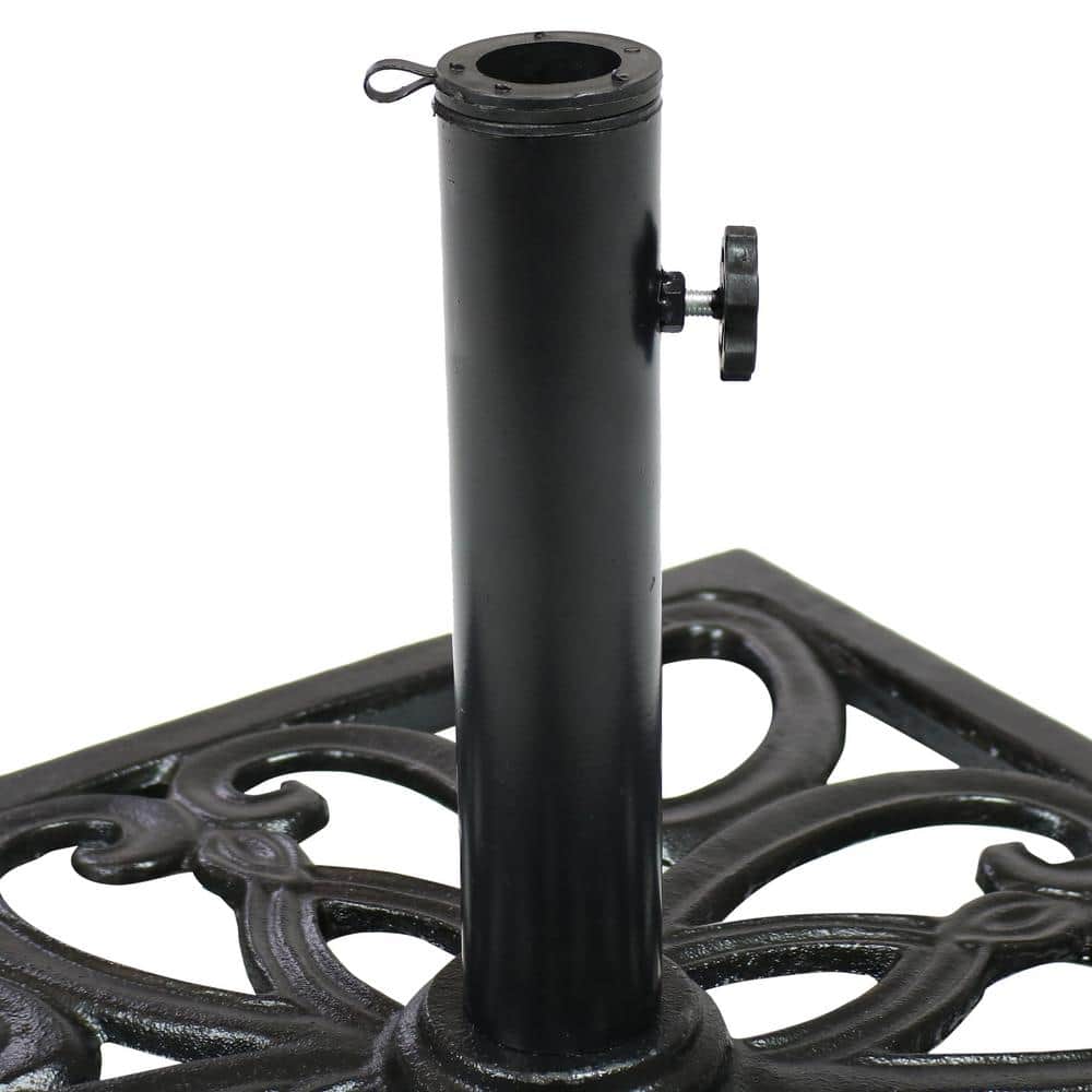 Heavy-Duty Black Cast Iron Square Patio Umbrella Base