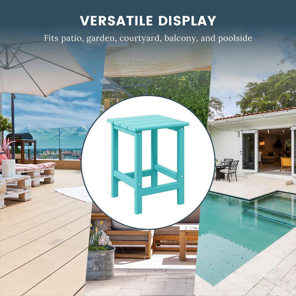 Turquoise HDPE All-Weather Outdoor Patio Side Table