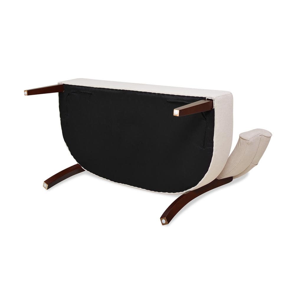 Jared Cream Tufted Pine Wood Roll Arm Settee Bench
