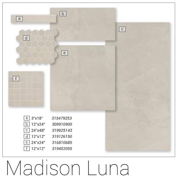 MSI Madison Luna 24 in. x 48 in. Matte Porcelain Marble Look Floor