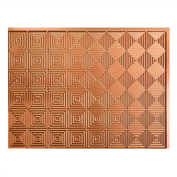 Fasade 18.25 in. x 24.25 in. Polished Copper Miniquattro PVC Decorative Backsplash Panel