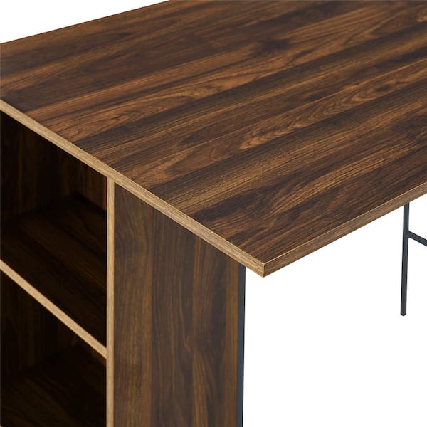 Welwick Designs 48 In Dark Walnut Counter Height Drop Leaf Table With Storage Hd8331 The Home Depot