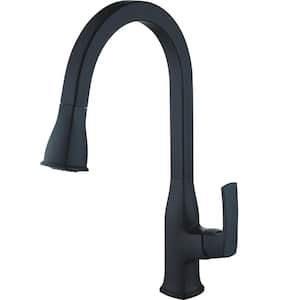 Cardania Single Handle Pull Down Sprayer Kitchen Faucet in Matte Black