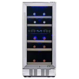 Dual Zone 15 in. 29-Bottle Built-In Wine Cooler Fridge with Recessed Kickplate and Quiet Operation in Stainless Steel