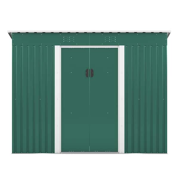 Unbranded 9 ft. W x 5 ft. D Hot Seller Metal Outdoor Storage Shed with Lockable Door and Vents for Lawn Backyard Brown 45 sq. ft.