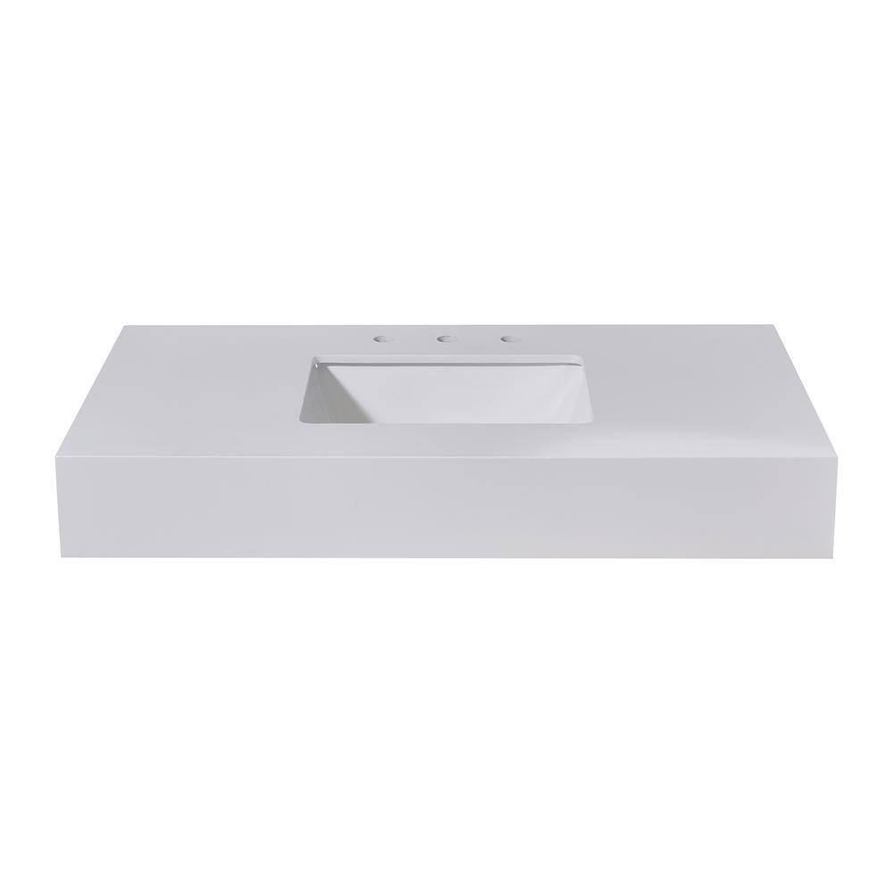 42" Snow White Ceramic Single Bathroom Vanity Top with Sink