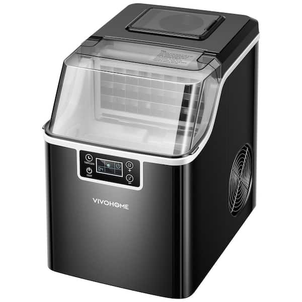 9. 9in. 45 lb. Portable Stainless Steel Dice Ice Maker with Auto Self-cleaning in Black