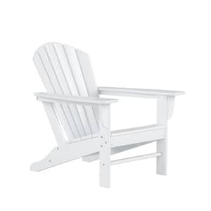 Vesta White Plastic Outdoor Adirondack Chair With Ottoman and Table Set (5-Piece)