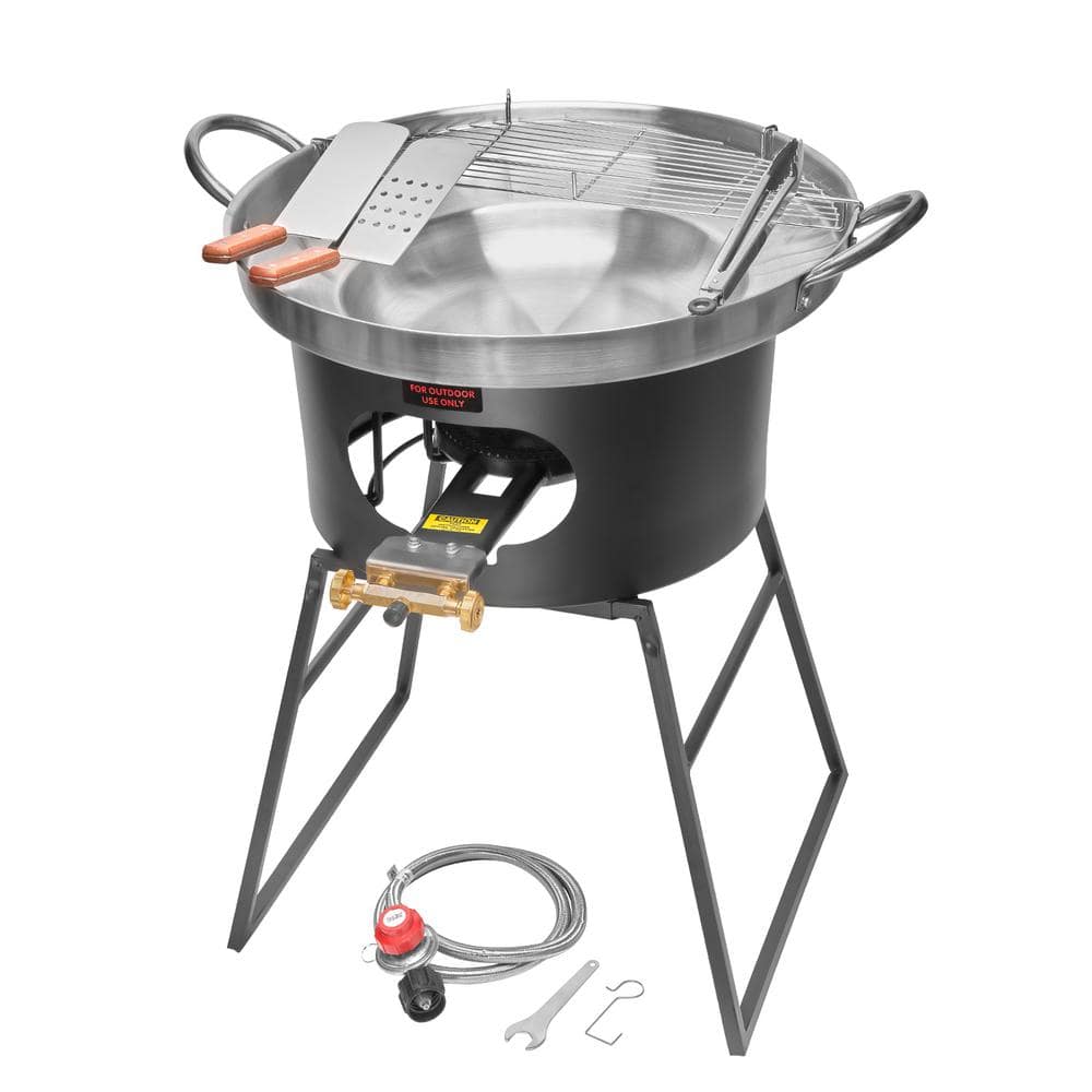 Barton 80,000 BTU Propane Burner Camping Stove and Stand with 23 in. Discada Disc Concave Comal