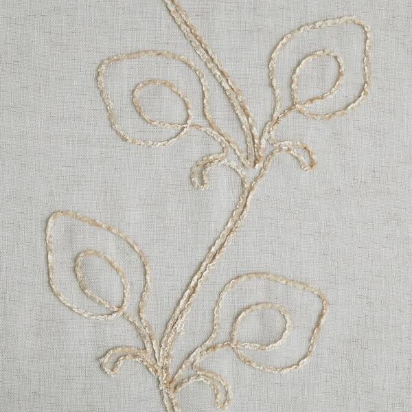 Dainty Home Stella 3D Floral Chenille Embroidered Solid Sheer 76 x 84 Window Curtain Panel Pair in Linen