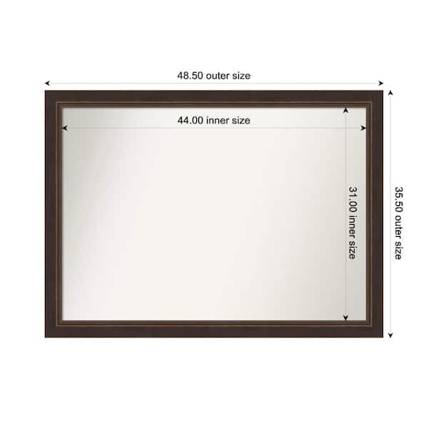 Amanti Art Lara Bronze 48.5 in. x 35.5 in. Custom Non-Beveled Wood FramedBathroom Vanity Wall Mirror
