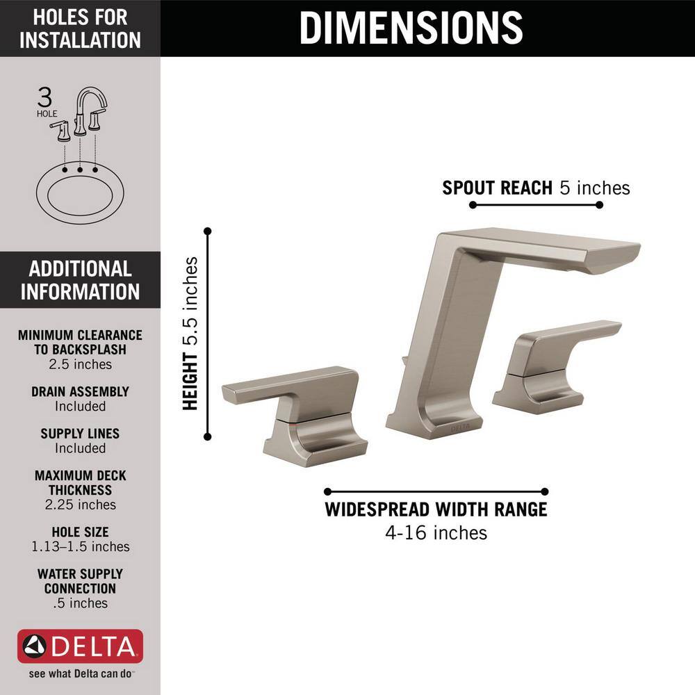 Pivotal 16" Stainless Steel Modern Widespread Bathroom Faucet