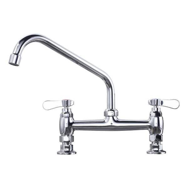 10 in. Double Handle Deck Mount Standard Kitchen Faucet in Chrome