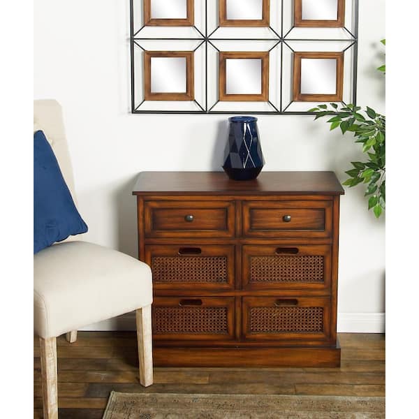 Litton Lane 6 Drawers Wood Stationary Brown Storage Unit