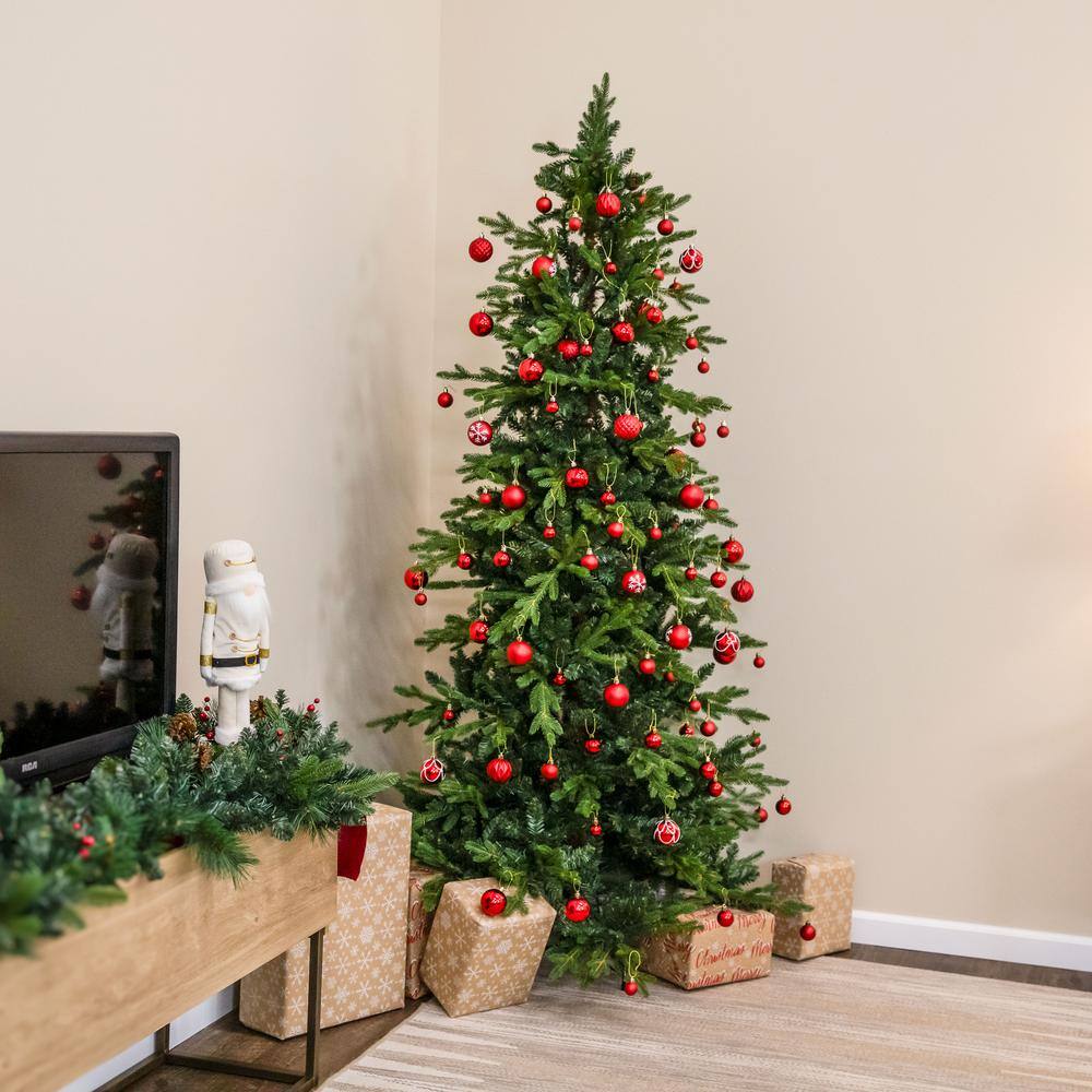 Red Shatterproof Plastic Christmas Ornament Set, 100 Pieces