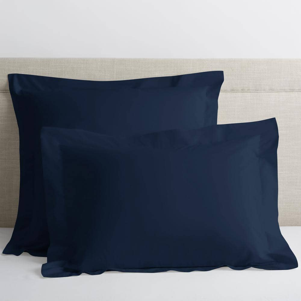 The Company Store Company Cotton Navy Solid 300-Thread Count Cotton Percale Euro Sham