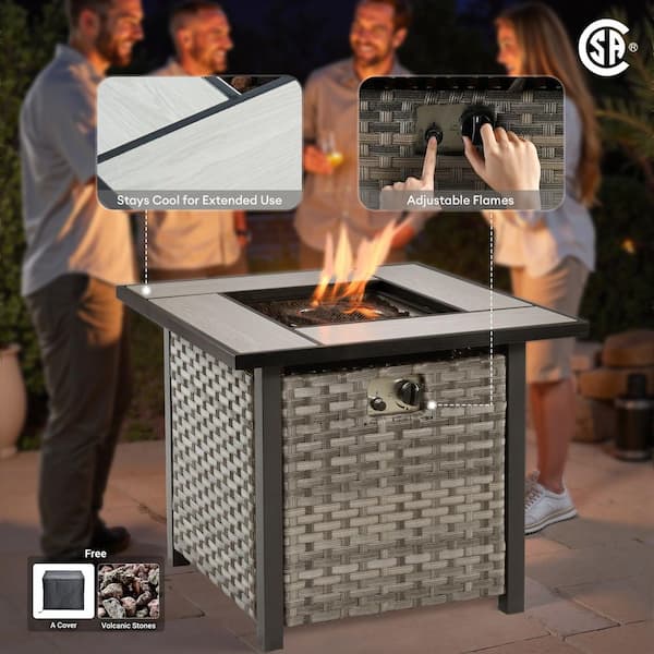 HOOOWOOO Crater Grey 10-Piece Wicker Outdoor Patio Fire Pit HOOOWOOO Crater Grey 10-Piece Wicker Outdoor Patio Fire Pit
