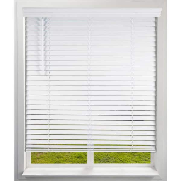 Arlo Blinds White Cordless Faux Wood Blinds with 2 in. Slats 32.5 in. W x 60 in. L