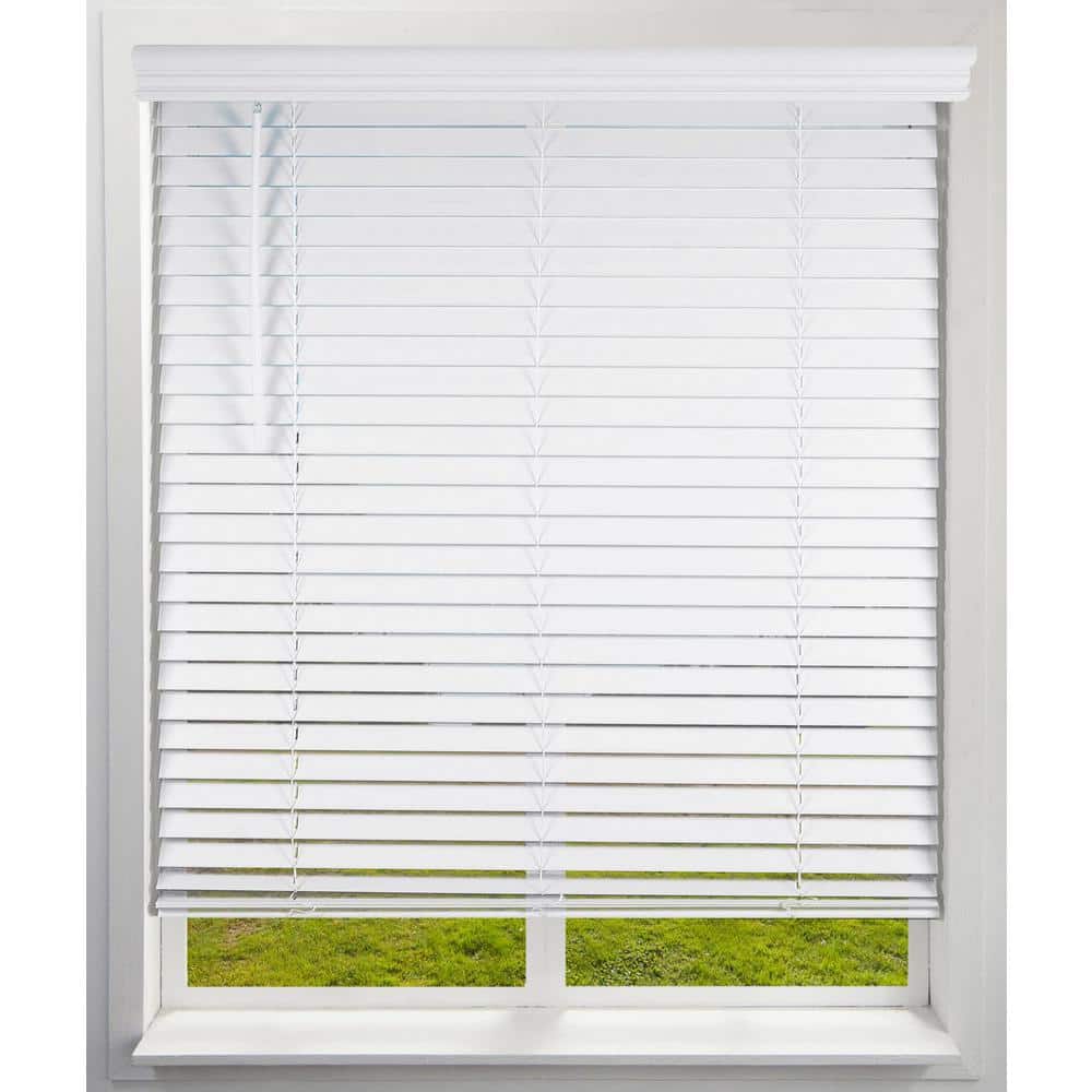 Arlo Blinds White Cordless Faux Wood Blinds With 2 In Slats 35 In W X 60 In L 04cf2350600 The Home Depot