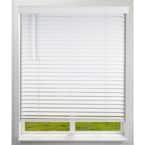 White Cordless Faux Wood Blinds with 2 in. Slats 46.5 in. W x 48 in. L