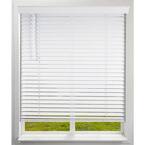 White Cordless Faux Wood Blinds with 2 in. Slats 46.5 in. W x 73 in. L
