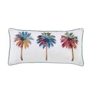 Palm Tree White Polyester 11 in. x 22 in. Decorative Throw Pillow
