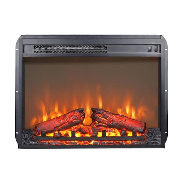 23 in.1400-Watt Black 5000 BTU Electric Fireplace Outlet Convection Realistic Flame Overheating Protection Space Heater