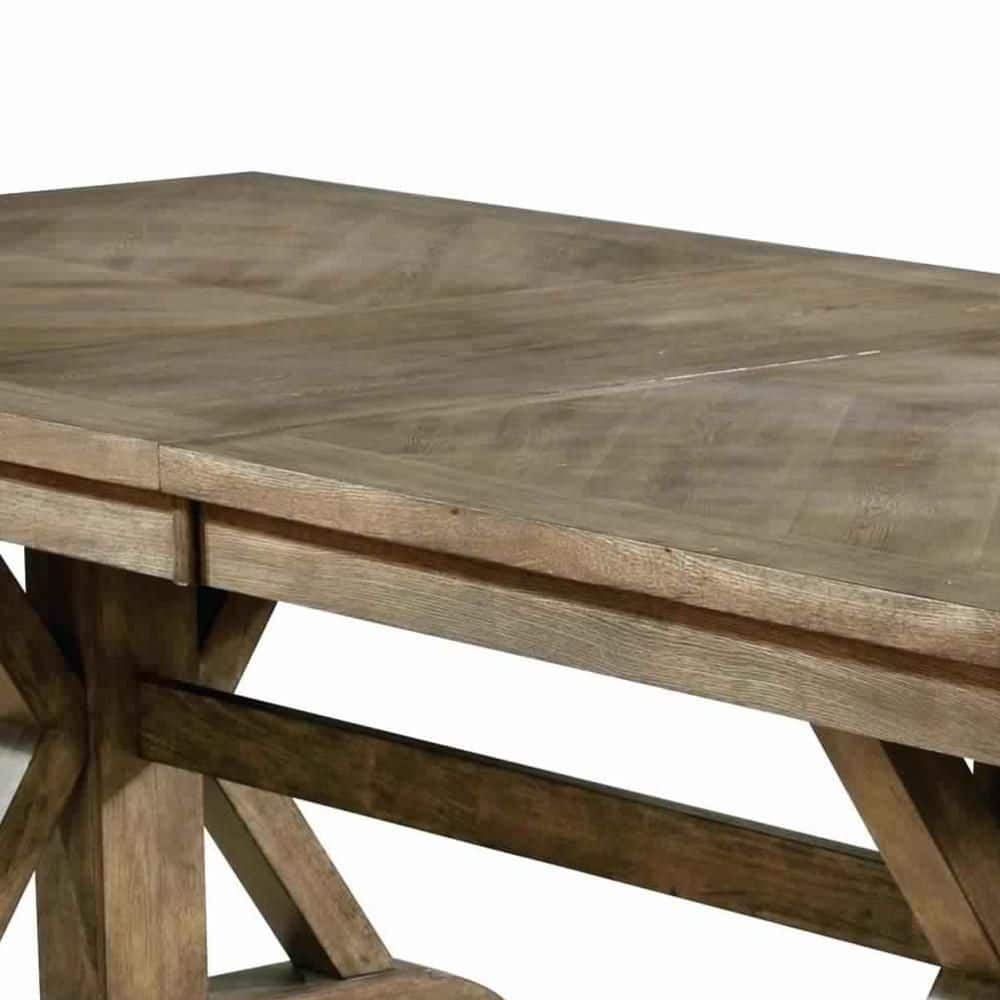 Transitional Brown Wooden Extendable Dining Table, 90"x42"