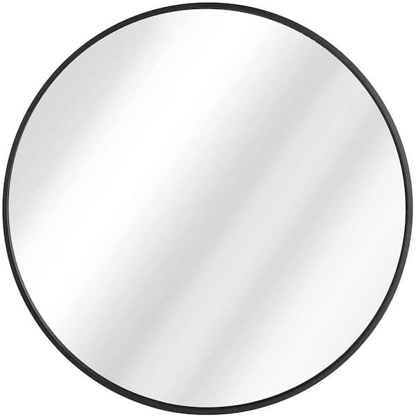 Unbranded 24 in. W x 24 in. H Round Aluminium Framed Wall Bathroom Vanity Mirror in Black
