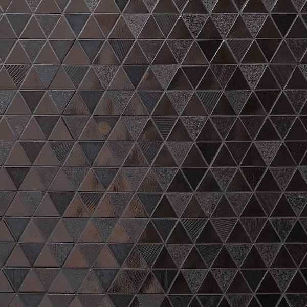 Deco Lava Triangle Iron 13.22 in. x 13.18 in. Metallic Lava Stone Floor and Wall Mosaic Tile (1.29 sq. ft./Each)