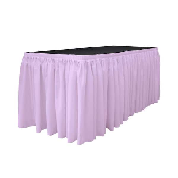 LA Linen 17 ft. x 29 in. Long Lilac Polyester Poplin Table Skirt with 10 L-Clips